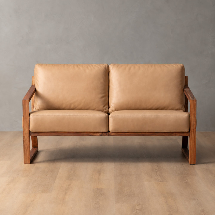 Demo - Clarens 2 Seater Leather Couch - Blackwood - Desert 3
