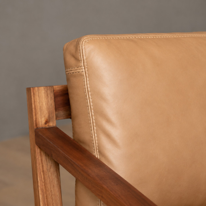 Demo - Clarens 2 Seater Leather Couch - Blackwood - Desert 4