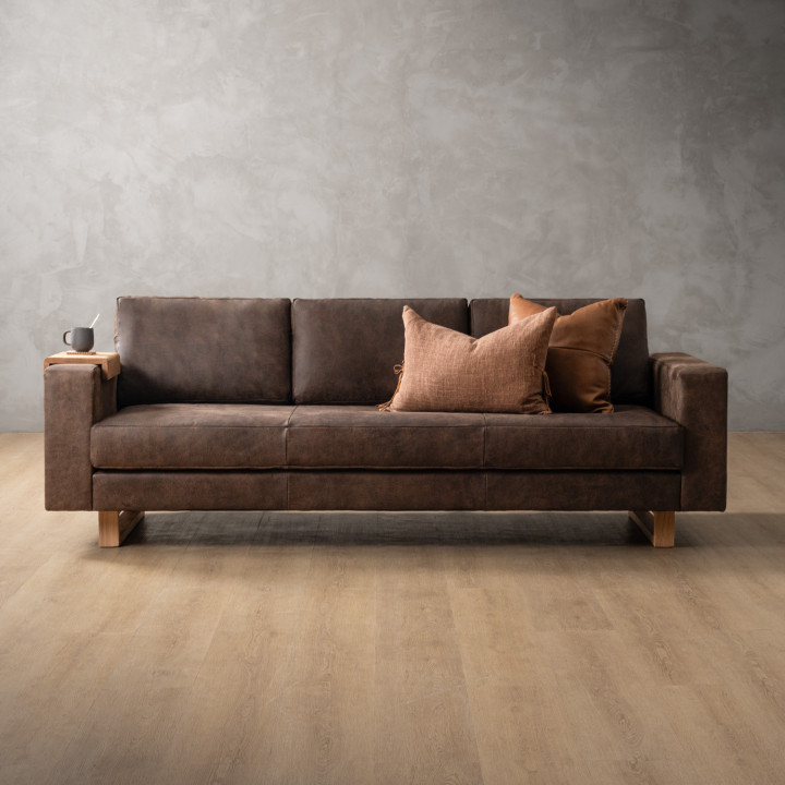 Clarkson 3 Seater Leather Couch - Brown 1