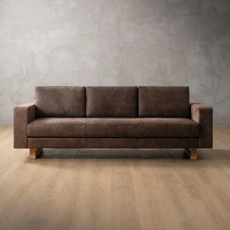 Clarkson 3 Seater Leather Couch - Brown 3