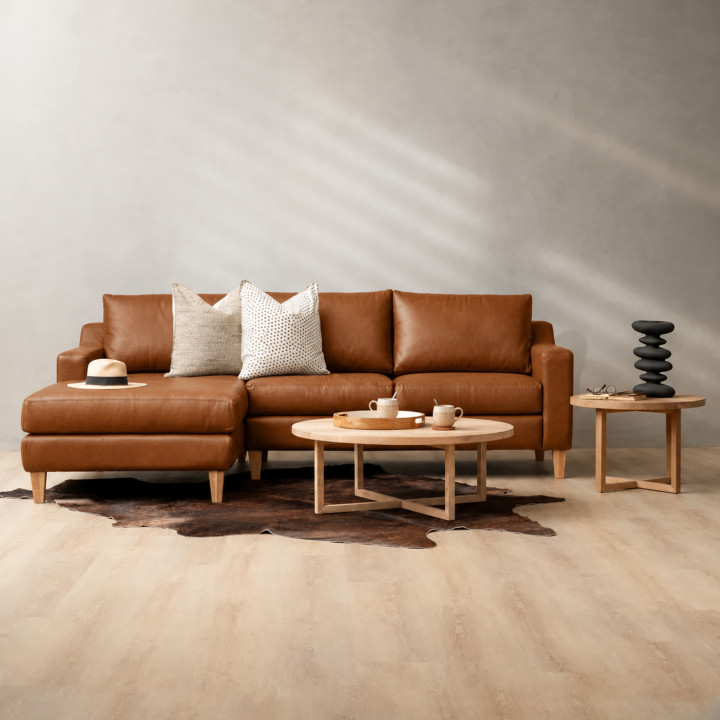 Douglas Leather Corner Couch with Daybed Left - Butterscotch 14