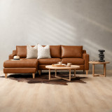 Douglas Leather Corner Couch with Daybed Left - Butterscotch 14