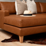 Douglas Leather Corner Couch with Daybed Left - Butterscotch 15