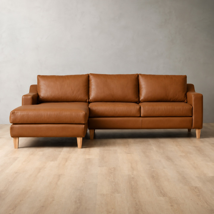 Douglas Leather Corner Couch with Daybed Left - Butterscotch 16