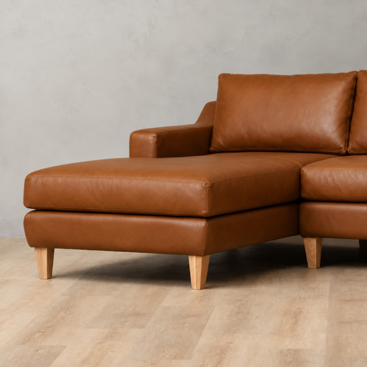 Douglas Leather Corner Couch with Daybed Left - Butterscotch 20