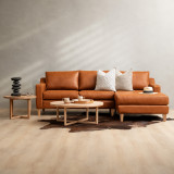 Douglas Leather Corner Couch with Daybed Right - Ginger 1