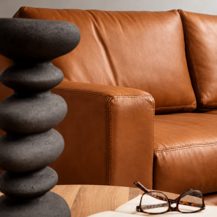 Douglas Leather Corner Couch with Daybed Right - Ginger 2