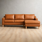 Douglas Leather Corner Couch with Daybed Right - Ginger 6