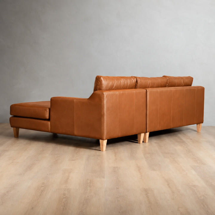 Douglas Leather Corner Couch with Daybed Right - Ginger 9