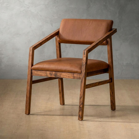 Jozi Leather Carver Chair - Blackwood - Butterscotch