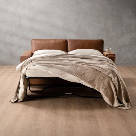 Clanwilliam 2 Seater Sleeper Leather Couch - Butterscotch 1