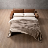 Clanwilliam 2 Seater Sleeper Leather Couch - Butterscotch 2