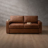 Clanwilliam 2 Seater Sleeper Leather Couch - Butterscotch 7