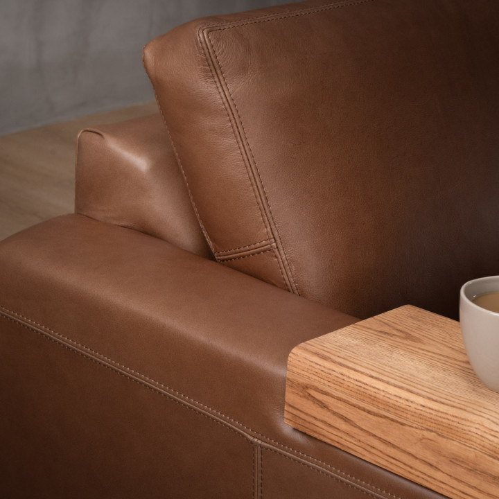 Clanwilliam 2 Seater Sleeper Leather Couch - Butterscotch 8