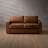 Clanwilliam 2 Seater Sleeper Leather Couch - Butterscotch 10