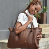Rowan Lined Leather Leisure/Nappy Bag - Desert - 6