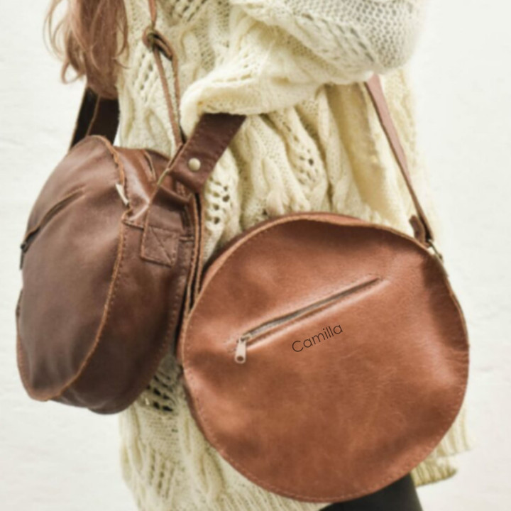 Pocketbook Round Leather Crossbody Bag - Pepper - 2