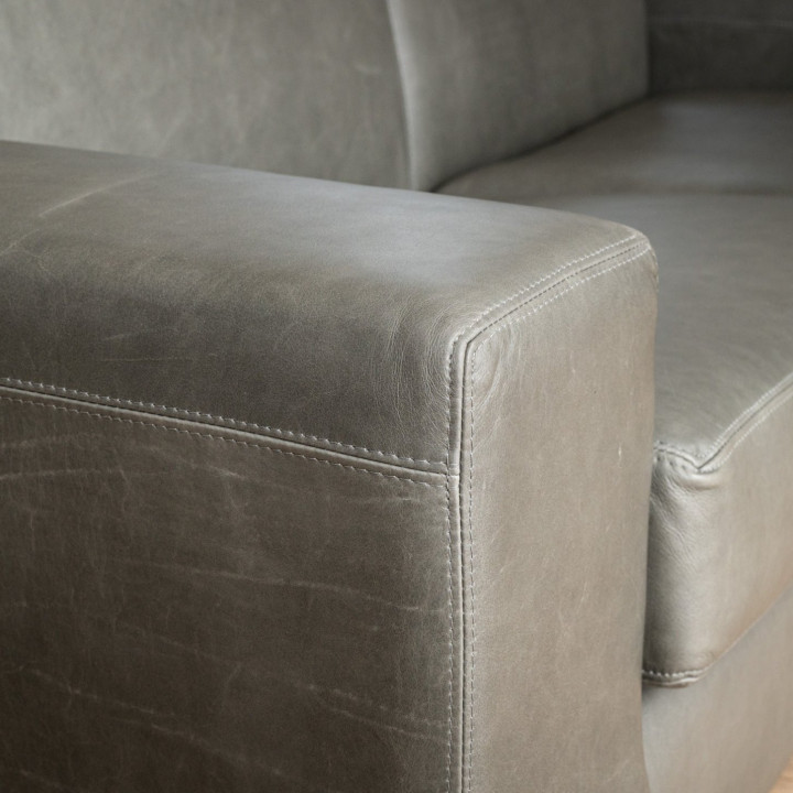 Karoo 2-Seater Leather Couch - Pepper - 5