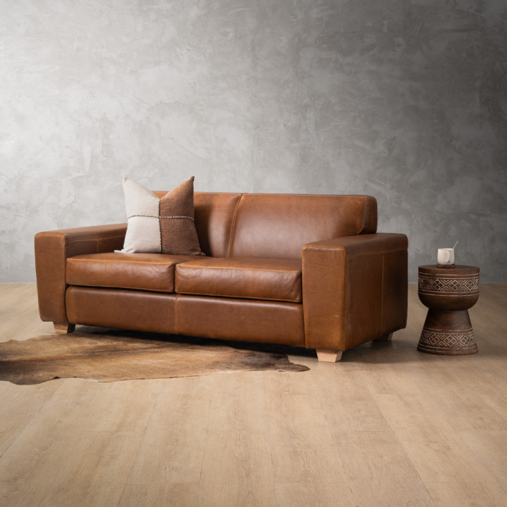 Karoo 2-Seater Leather Couch - Butterscotch - 3