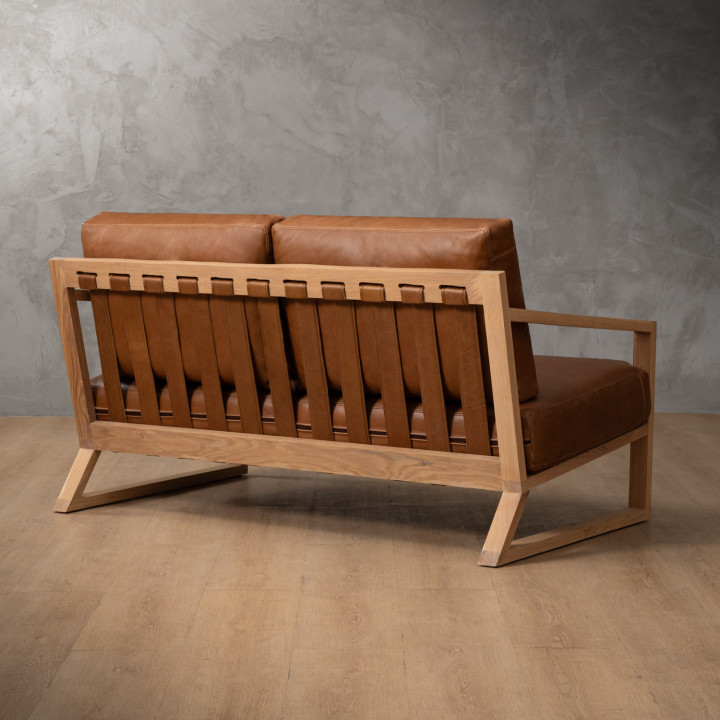 Clarens 2-Seater Leather Couch - Oak - Butterscotch - 6