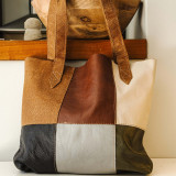 Patchwork Shopper Leather Tote Bag - 4