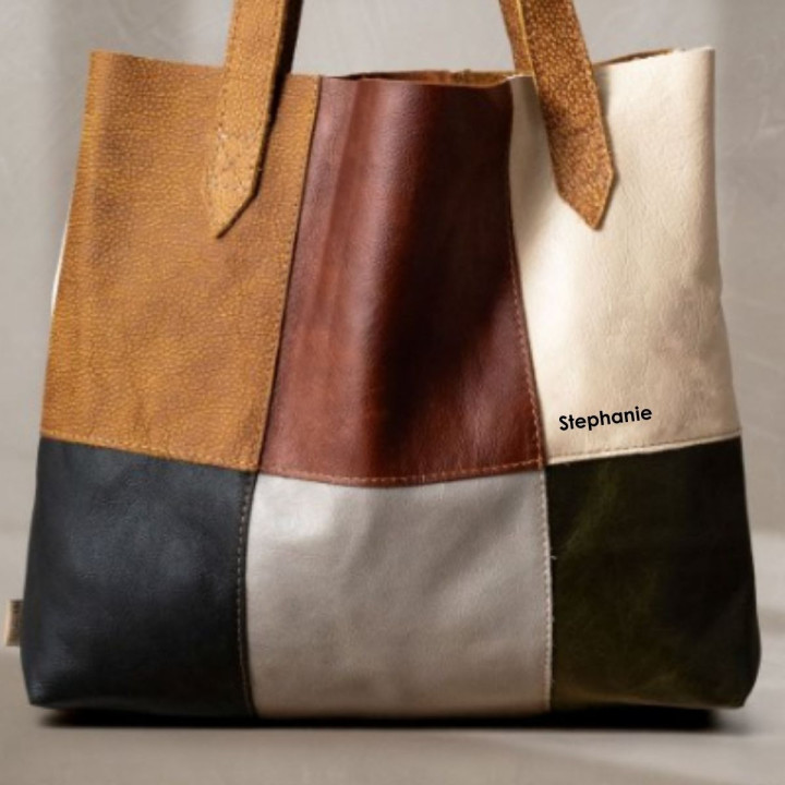 Patchwork Shopper Leather Tote Bag - 6