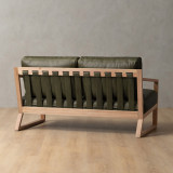 Clarens 2-Seater Leather Couch - Oak - Olive - 3