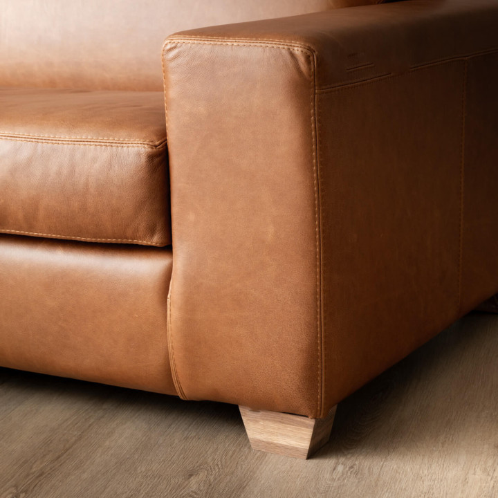 2.2m Karoo Leather Couch - Butterscotch - 9