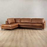 Tulbagh Leather Corner Couch with XL Daybed Left - Ginger - 3