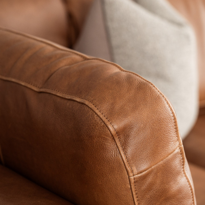 Tulbagh Leather Corner Couch with XL Daybed Left - Ginger - 6