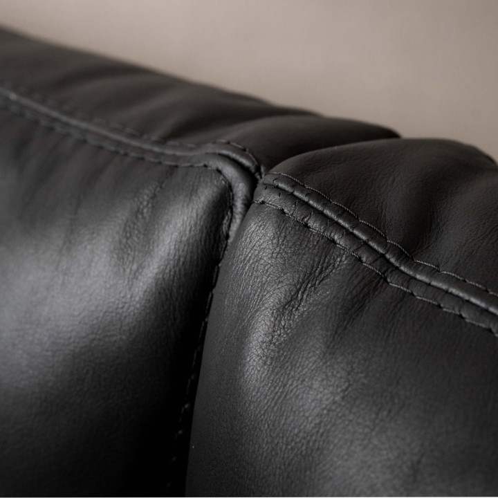Douglas Leather Corner Couch with Daybed Left - Black - 7