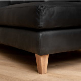 Douglas Leather Corner Couch with Daybed Left - Black - 9