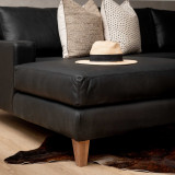 Douglas Leather Corner Couch with Daybed Left - Black - 10