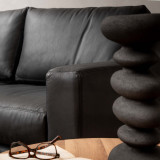 Douglas Leather Corner Couch with Daybed Left - Black - 11