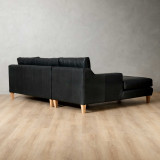 Douglas Leather Corner Couch with Daybed Left - Black - 13
