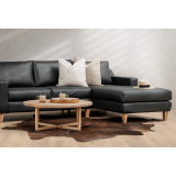 Douglas Leather Corner Couch with Daybed Right - Black - 3