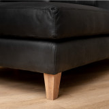 Douglas Leather Corner Couch with Daybed Right - Black - 9