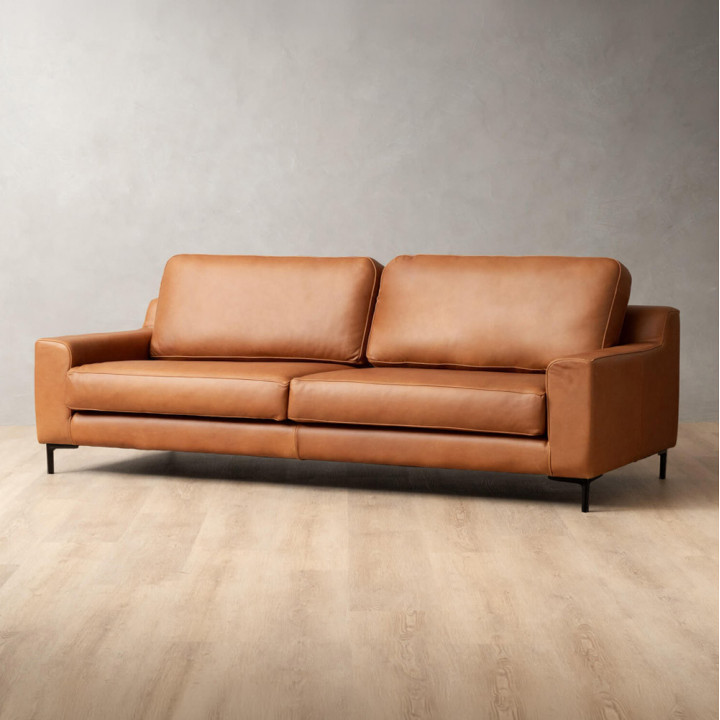 2.4m Tulbagh Leather Couch - Ginger - 2