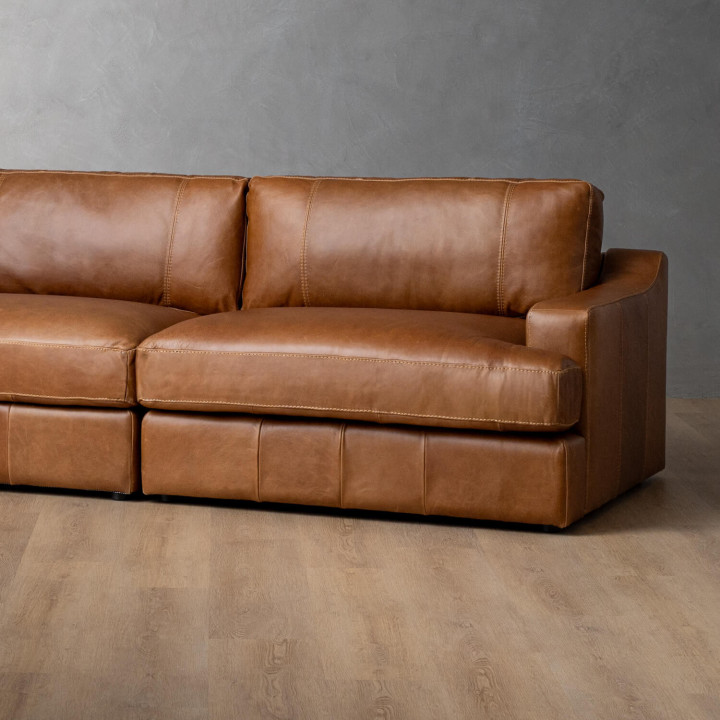 Windermere 3-Seater Leather Couch - Cinnamon - 7