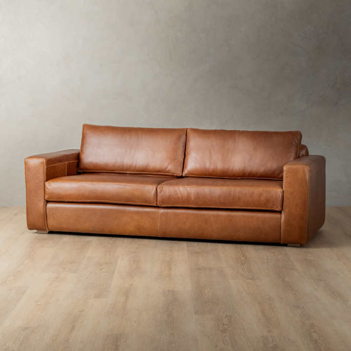 Clanwilliam 3-Seater Leather Couch - Ginger - 2