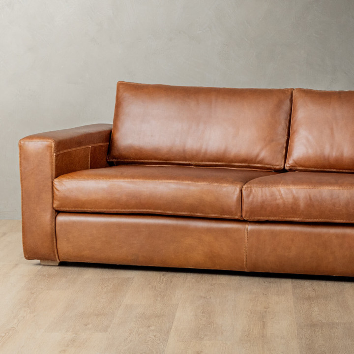 Clanwilliam 3-Seater Leather Couch - Ginger - 5