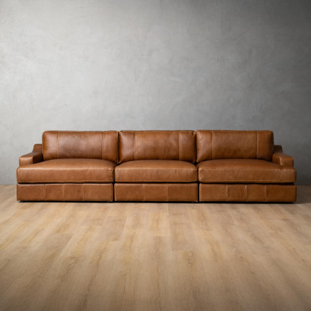 Windermere 4-Seater Leather Couch - Cinnamon - 1