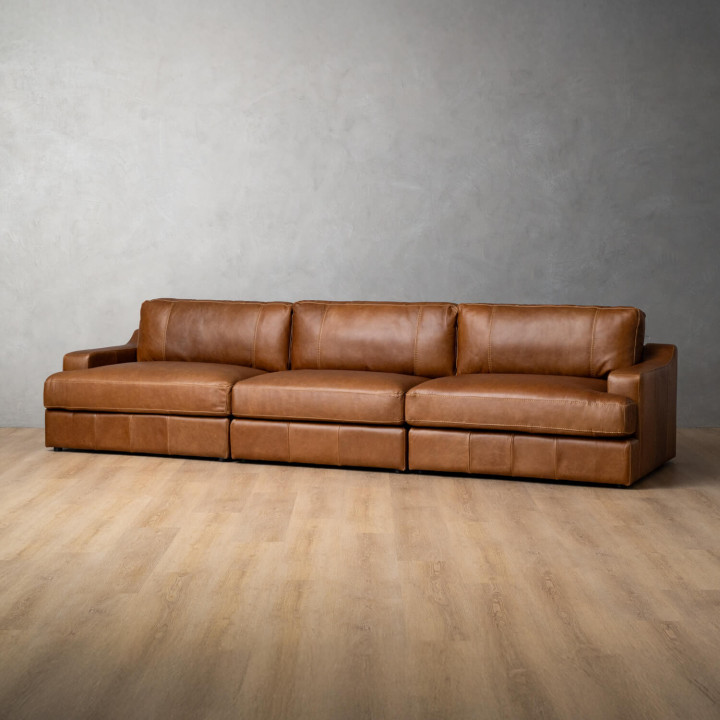 Windermere 4-Seater Leather Couch - Cinnamon - 4
