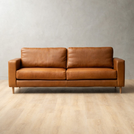 Parys 3-Seater Leather Couch - Ginger