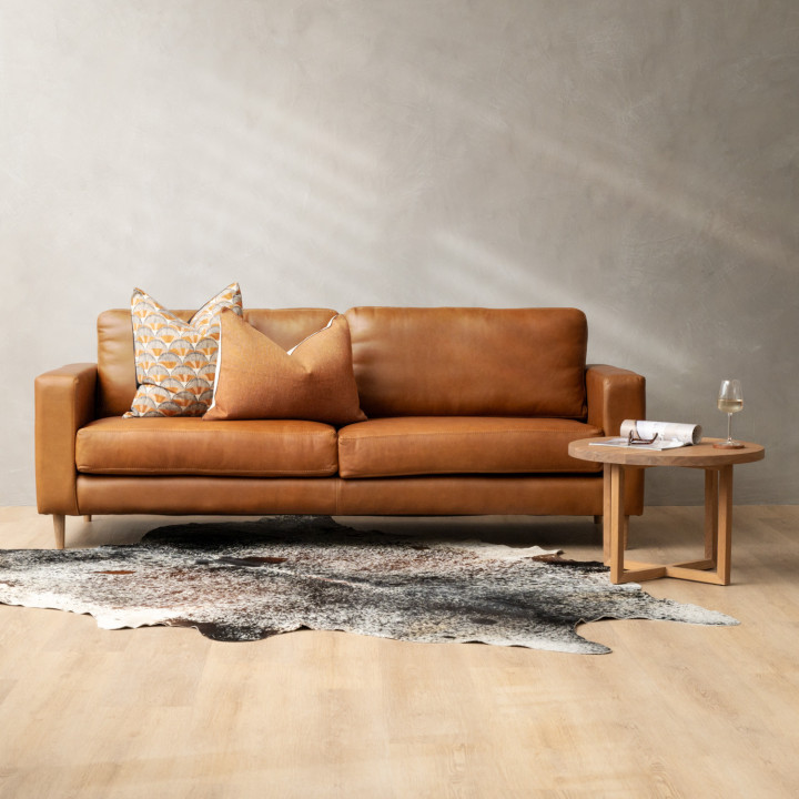 Parys 3-Seater Leather Couch - Ginger - 2