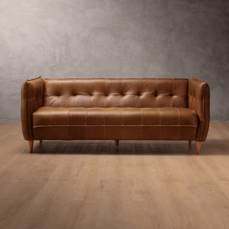 Ravelin 3-Seater Leather Couch - Cinnamon - 1