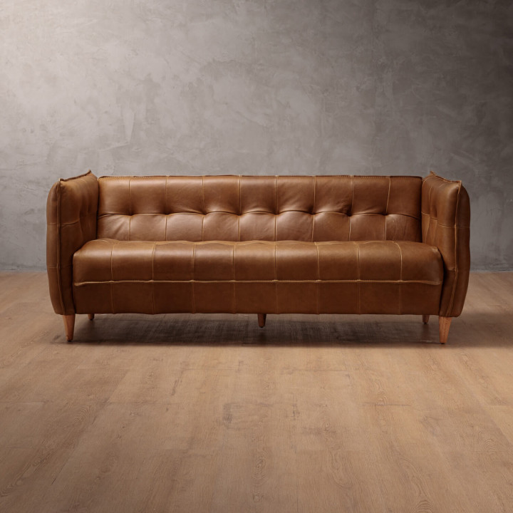 Ravelin 3-Seater Leather Couch - Cinnamon - 1