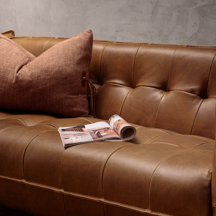 Ravelin 3-Seater Leather Couch - Cinnamon - 3