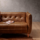 Ravelin 3-Seater Leather Couch - Cinnamon - 4