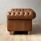 Chesterfield 3-Seater Leather Couch - Butterscotch - 3